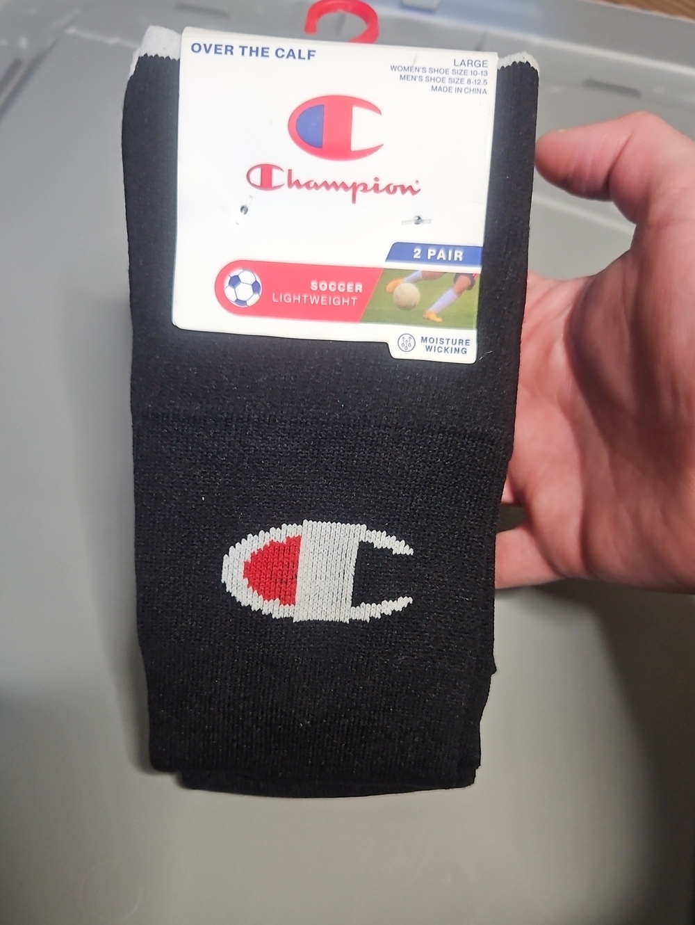 CHAMPION ADULT OVER THE CALF SOCCER SOCKS: BLACK: NEW: WOMENS 10-13 MENS 8-12.5
